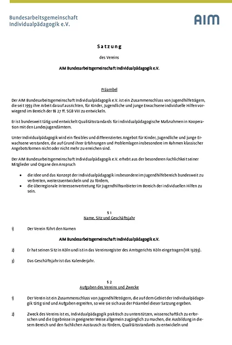 Vorschaubild Satzung